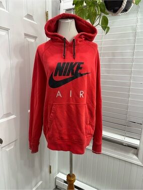 Nike Red Men's Air Pullover Hoodie with Black Logo